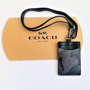 NWT Coach Signature Camo Leather  ID Lanyard